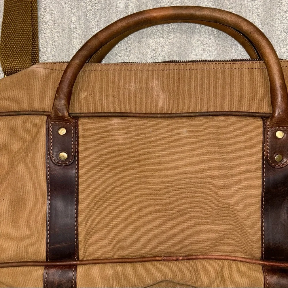 Aaron Leather Goods Canvas And Leather Messenger Bag - Picture 5 of 7